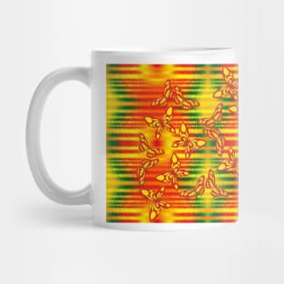 Tie And Dye Pattern Super Imposed Butterflies Mug